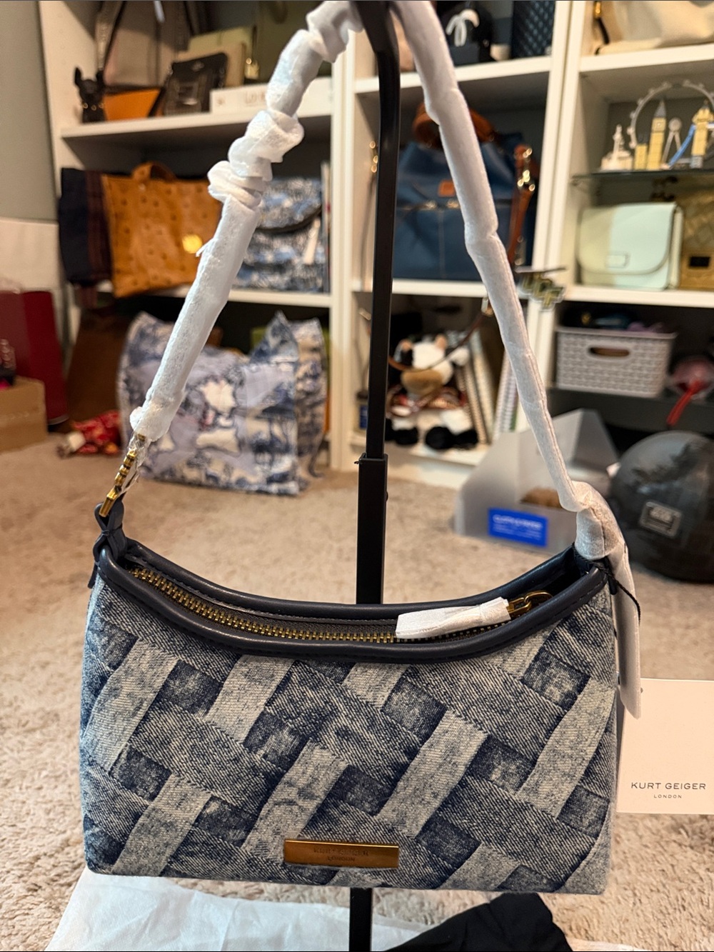 Kurt Geiger Blue Denim Sling Shoulder Bag